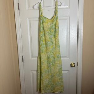 NEW Rhythm Magnolia Fern Floral Bias Midi Dress Lightweight Vacation Women XL